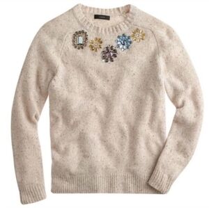 J. Crew Jeweled Donegal Wool Crewneck Sweater Size Medium